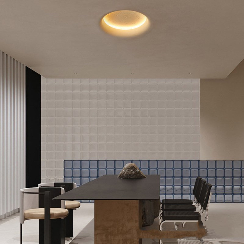 White Metal And Gypsum Moonlit Wall Light