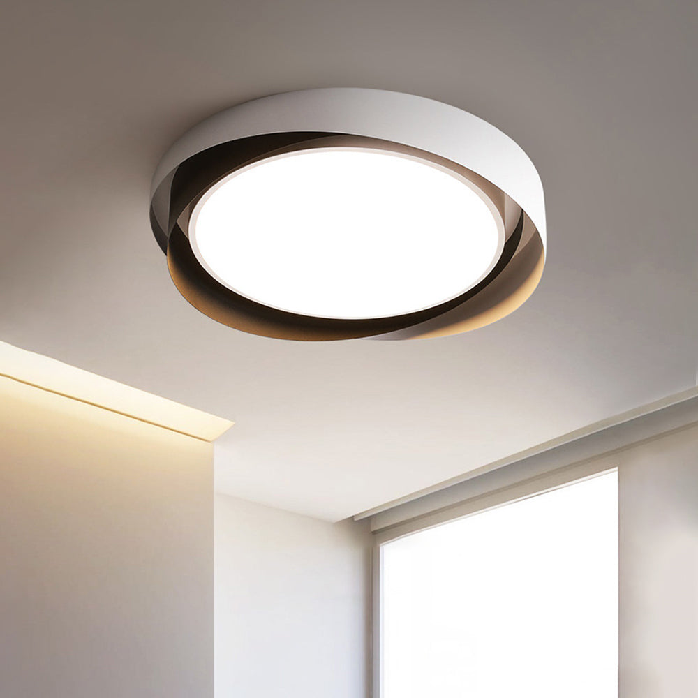 White Gold Finish Geometric Metal Flush Mount Ceiling Light