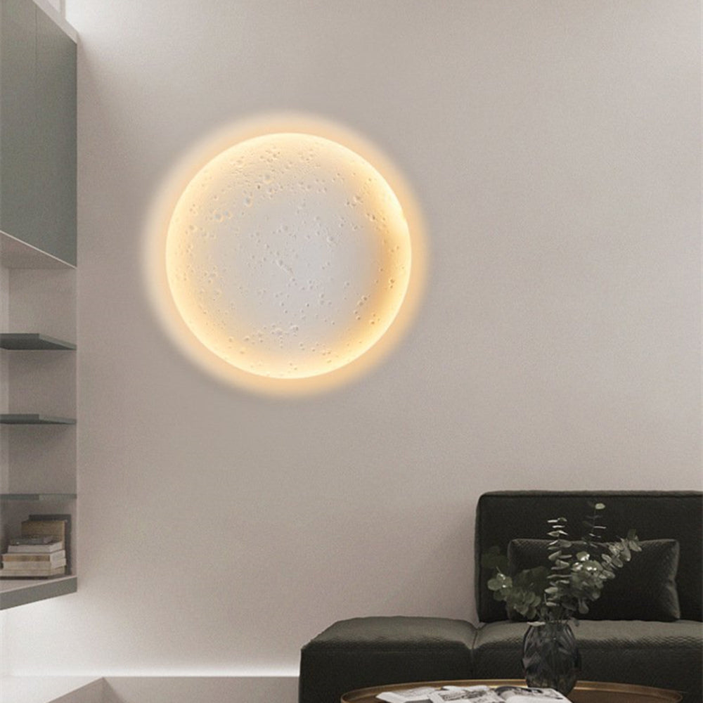 White Metal And Gypsum Moonlit Wall Light