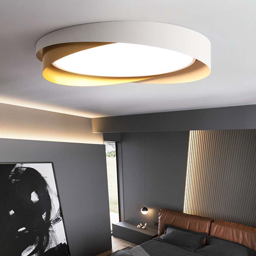 White Gold Finish Geometric Metal Flush Mount Ceiling Light