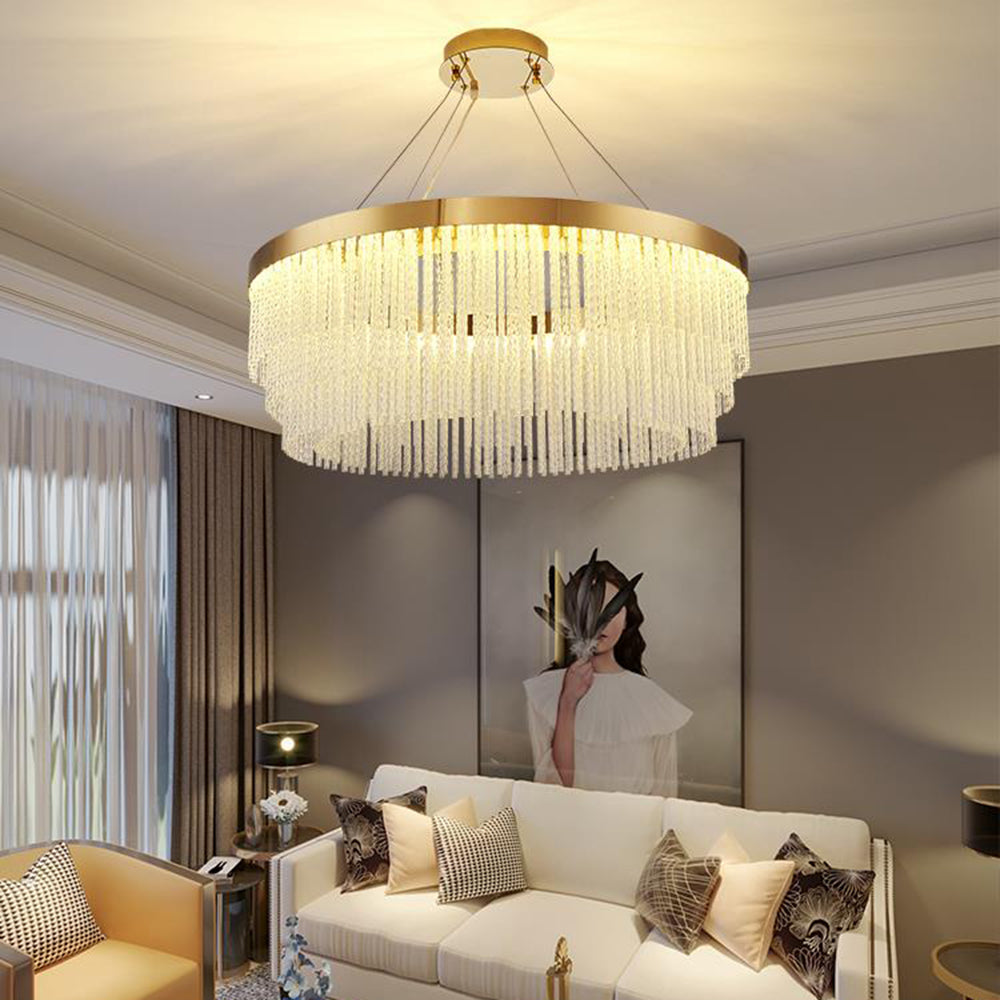Pendant Light Crystal Gold Spiral for Living Room Ambience