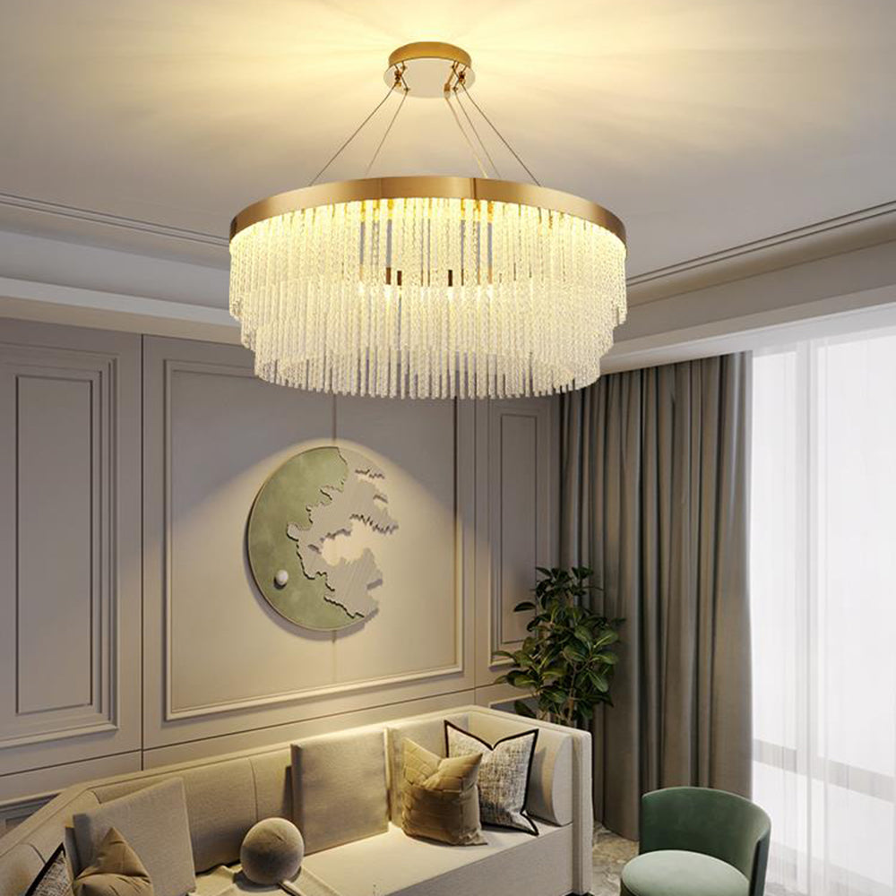 Pendant Light Crystal Gold Spiral for Living Room Ambience