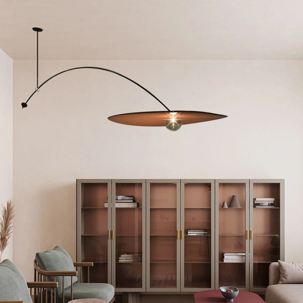 Black and Gold Minimalist Lotus Metal Pendant Light Arisha