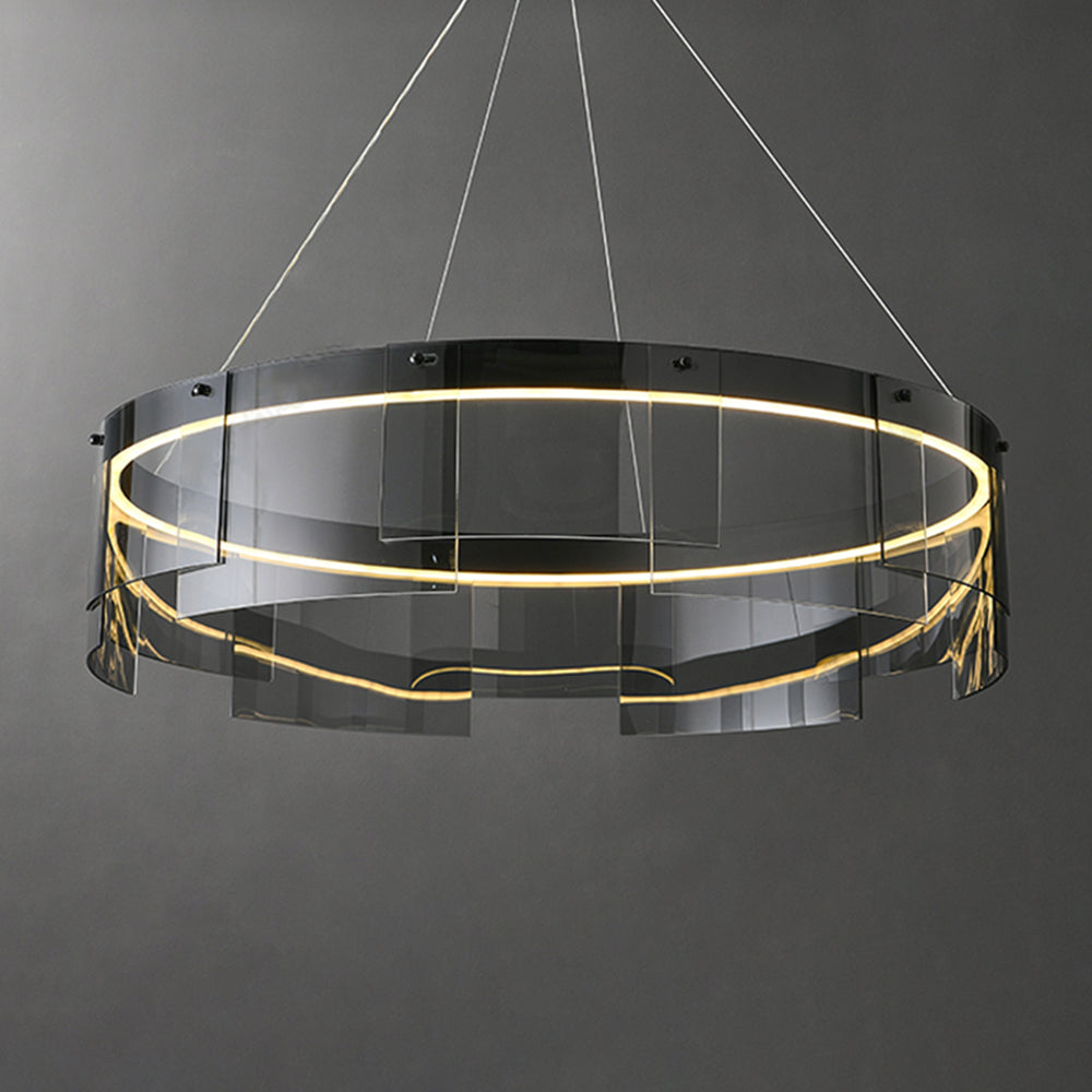 Metal Pendant Light Ring Black For Living Rooms Ambient