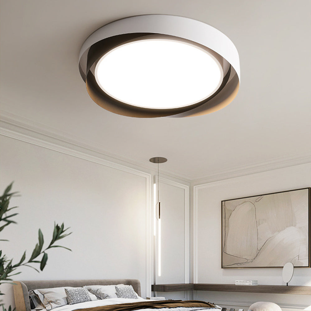 White Gold Finish Geometric Metal Flush Mount Ceiling Light