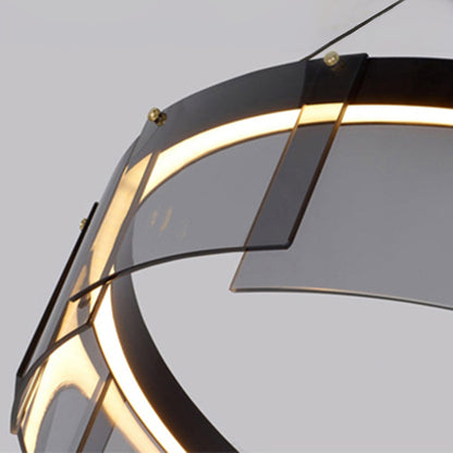 Metal Pendant Light Ring Black For Living Rooms Ambient