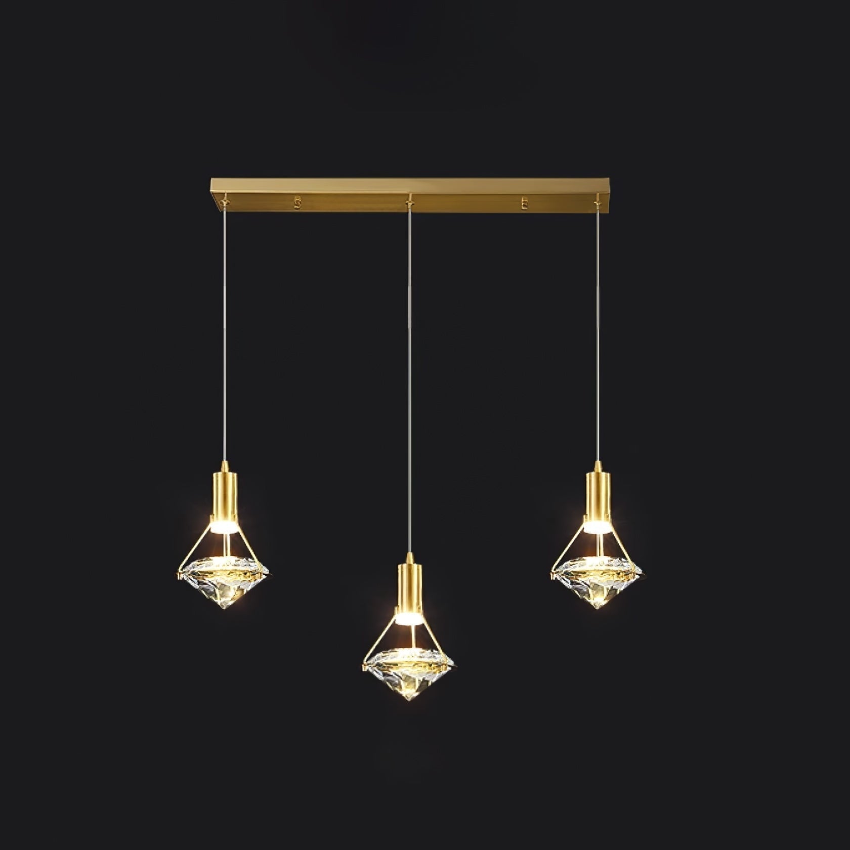 Integrated Led Pendant Lamp With Elegant Brass Crystal