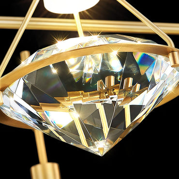 Integrated Led Pendant Lamp With Elegant Brass Crystal