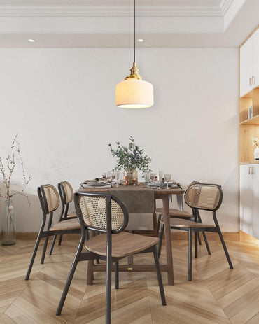 Ribbed Ceramic Shade Pendant Light For Ambient Lighting