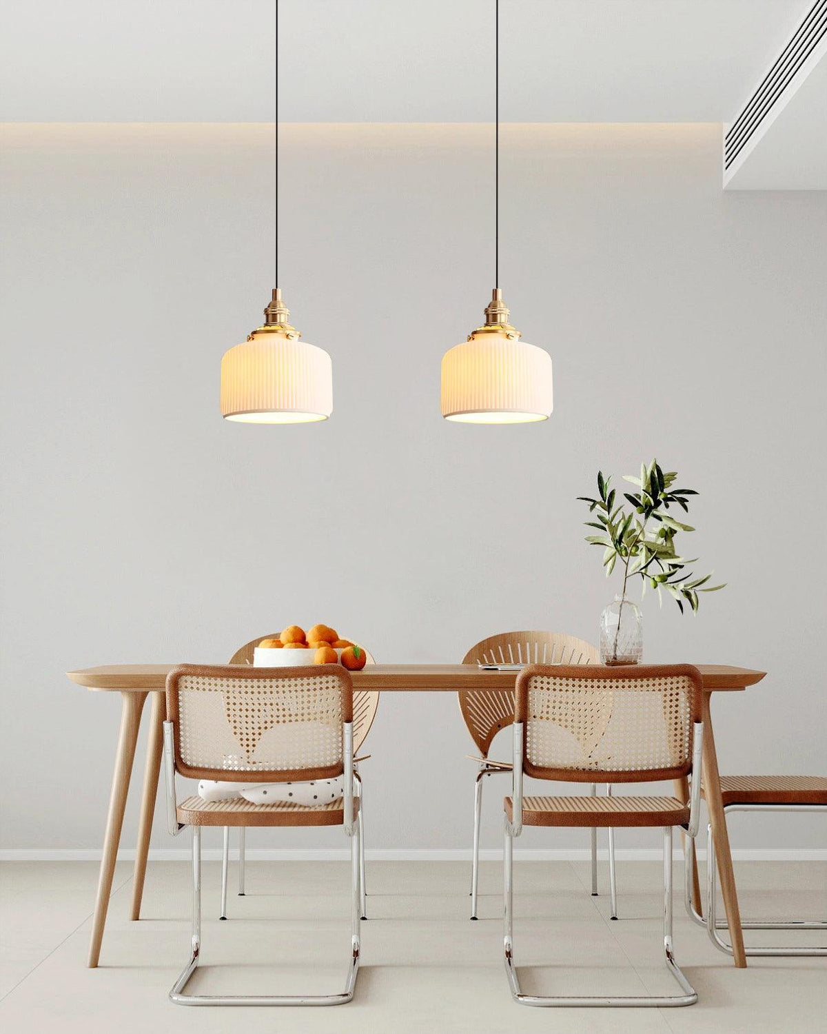 Ribbed Ceramic Shade Pendant Light For Ambient Lighting