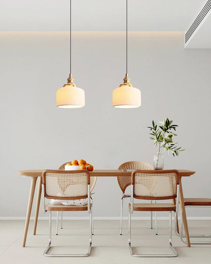 Ribbed Ceramic Shade Pendant Light For Ambient Lighting