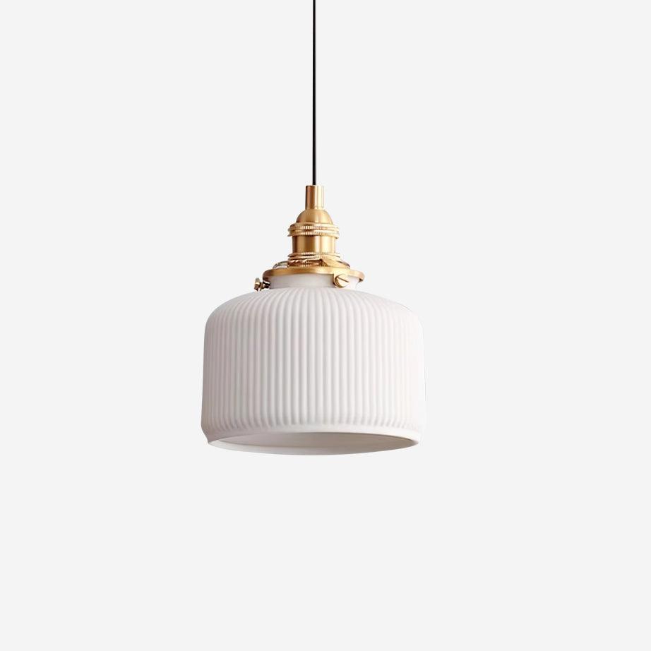 Ribbed Ceramic Shade Pendant Light For Ambient Lighting
