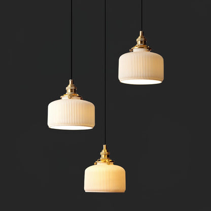 Ribbed Ceramic Shade Pendant Light For Ambient Lighting