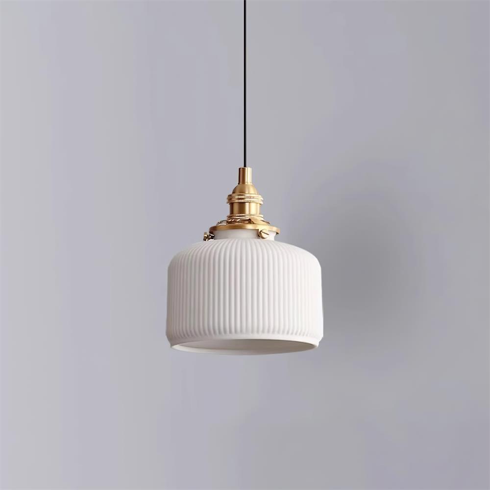 Ribbed Ceramic Shade Pendant Light For Ambient Lighting