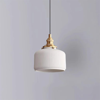 Ribbed Ceramic Shade Pendant Light For Ambient Lighting
