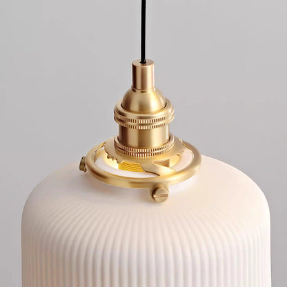 Ribbed Ceramic Shade Pendant Light For Ambient Lighting