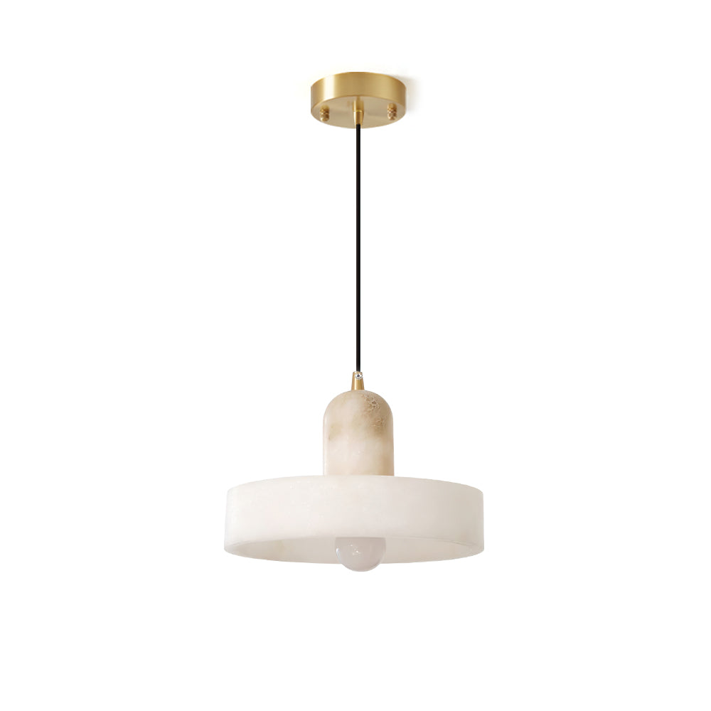 Warm Ambience Created by Alabaster Disc Orb Pendant Light