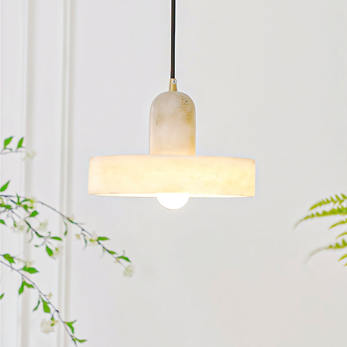 Warm Ambience Created by Alabaster Disc Orb Pendant Light