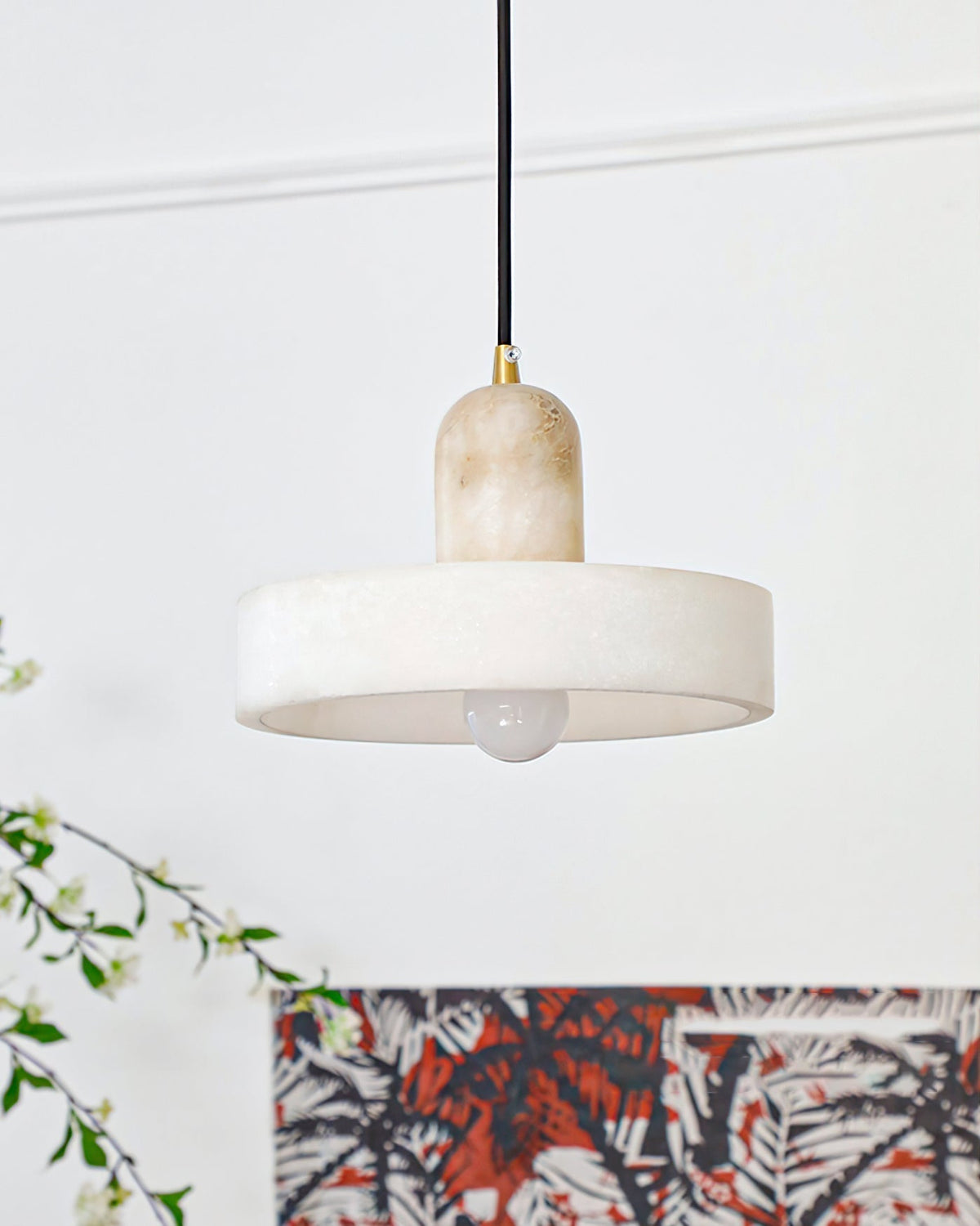 Warm Ambience Created by Alabaster Disc Orb Pendant Light