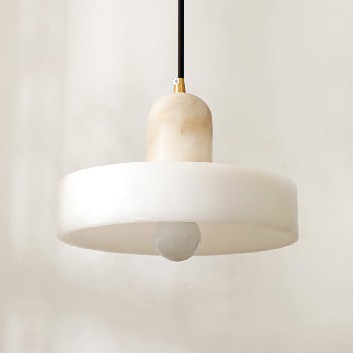 Warm Ambience Created by Alabaster Disc Orb Pendant Light