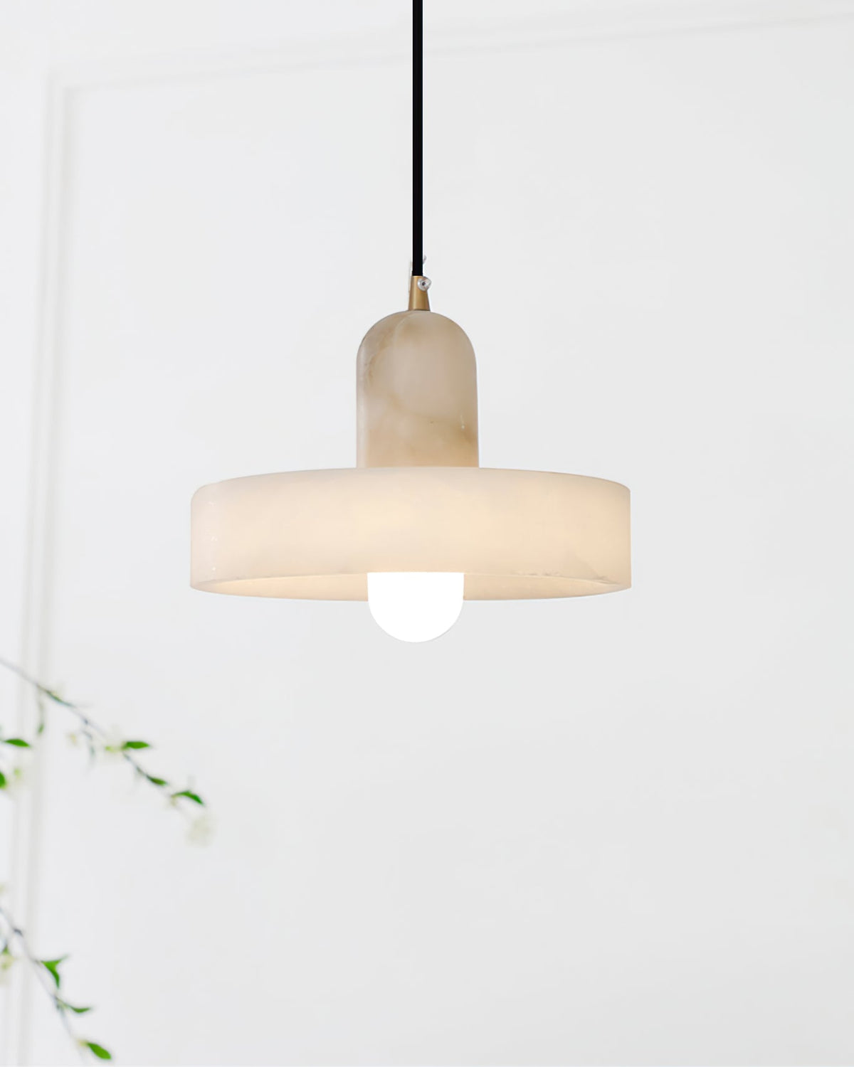 Warm Ambience Created by Alabaster Disc Orb Pendant Light