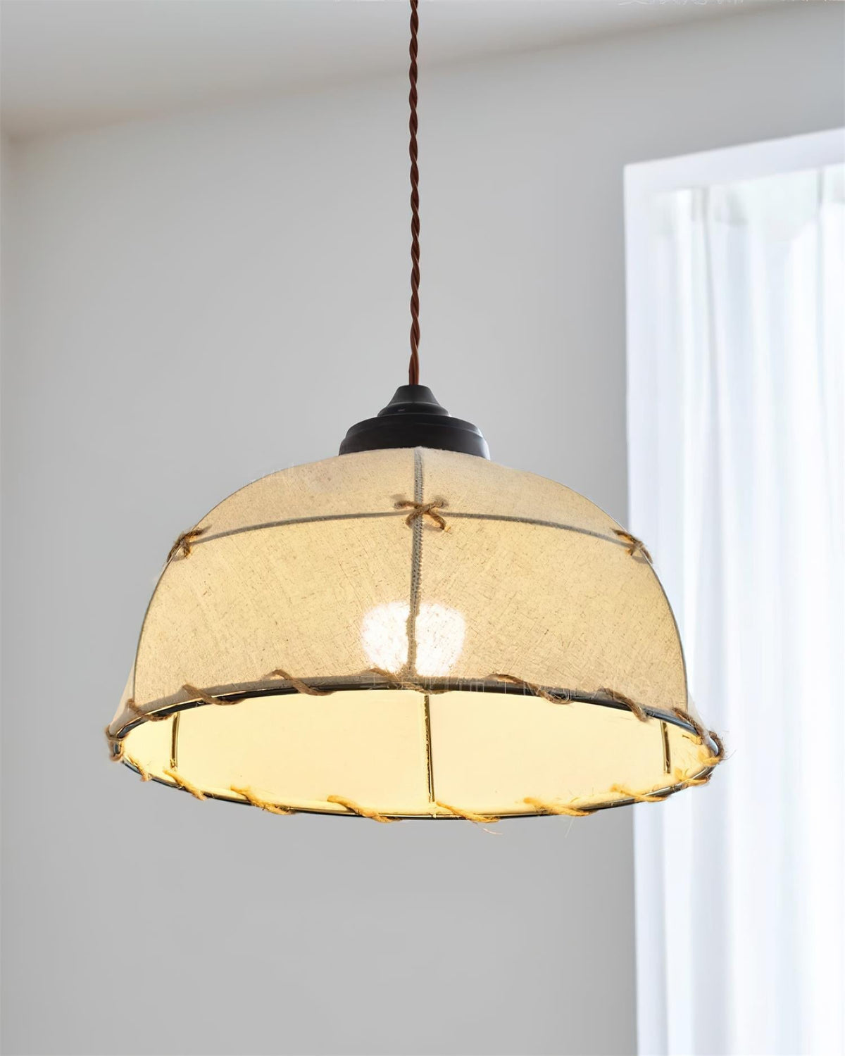 Fabric Dome Shade Pendant Light For Soft Glow