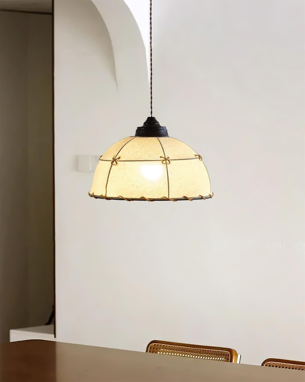 Fabric Dome Shade Pendant Light For Soft Glow