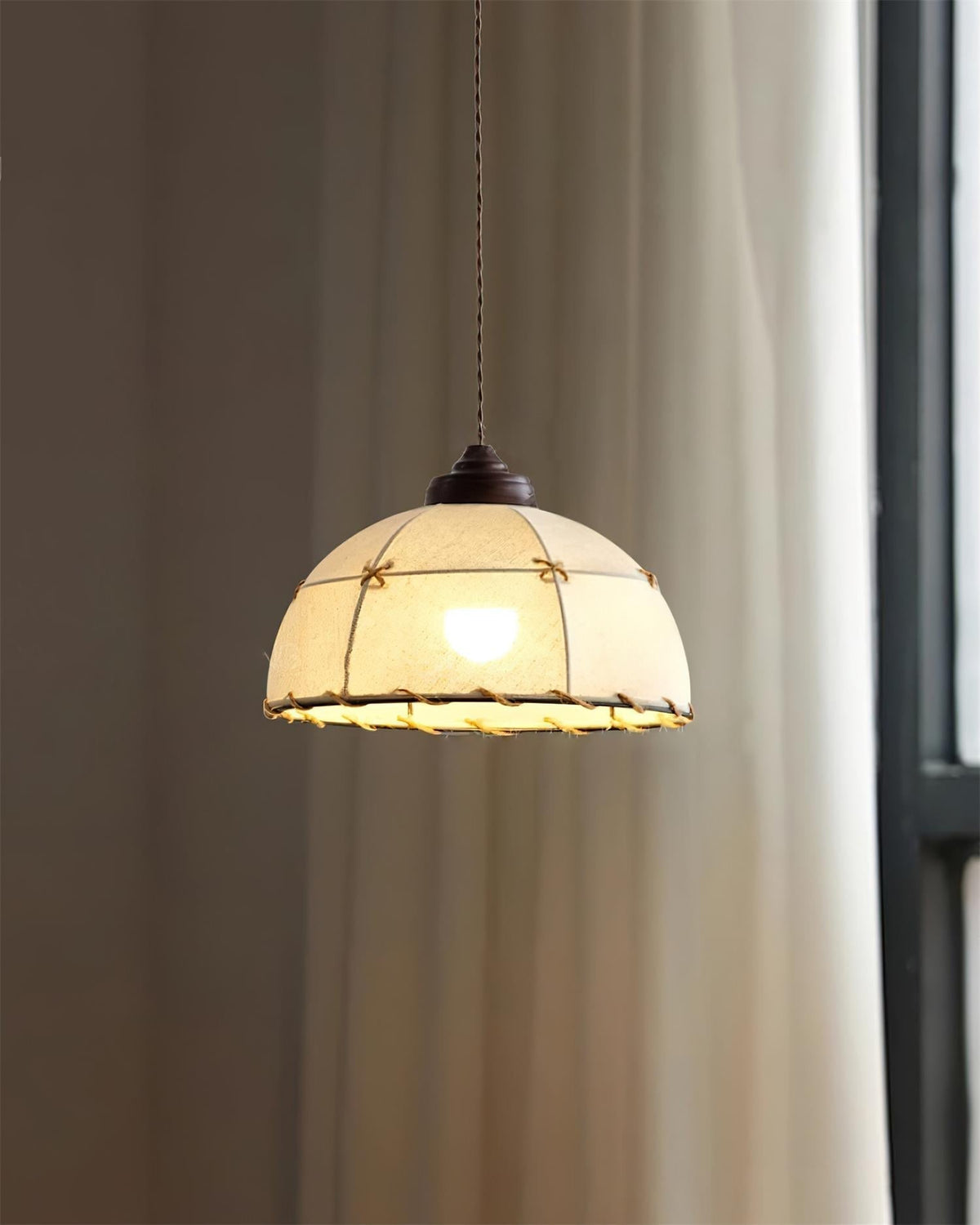Fabric Dome Shade Pendant Light For Soft Glow