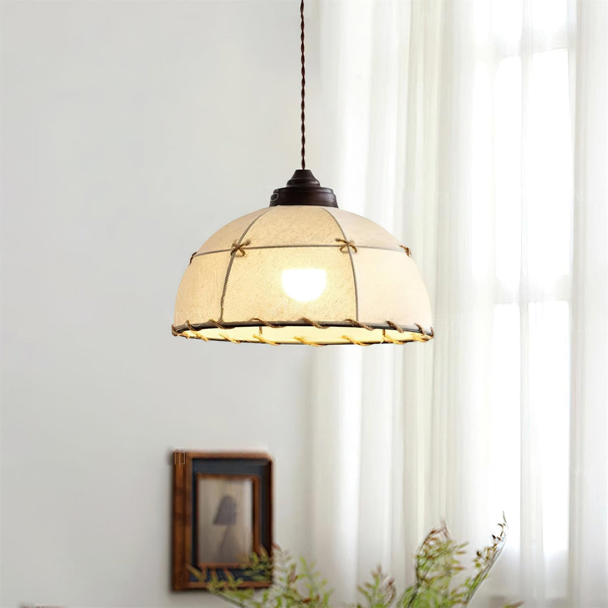 Fabric Dome Shade Pendant Light For Soft Glow