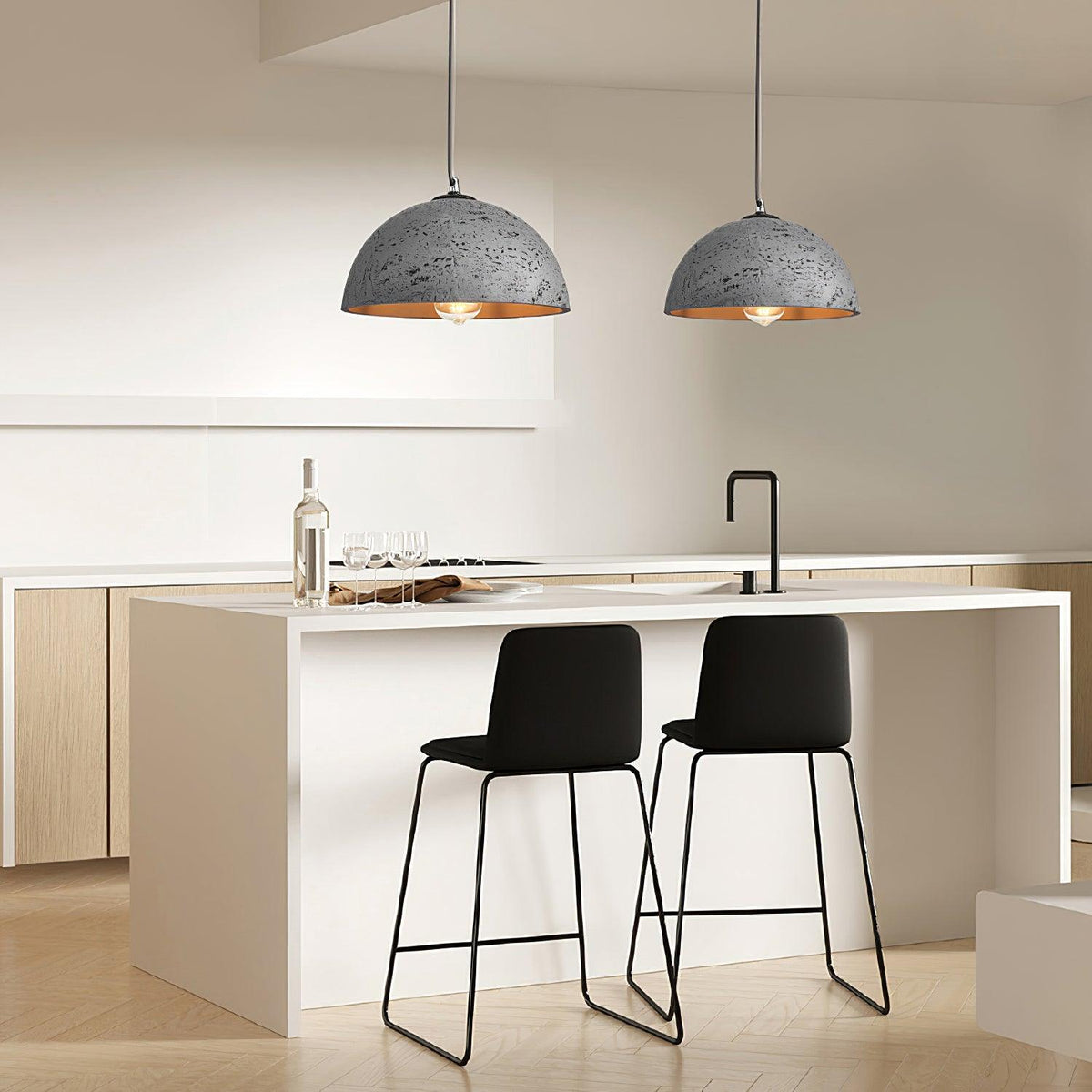 Dome Pendant Light for Kitchens and Dining with Stone Texture