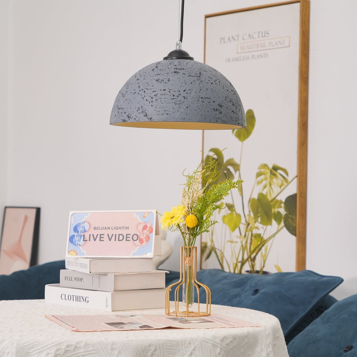 Dome Pendant Light for Kitchens and Dining with Stone Texture