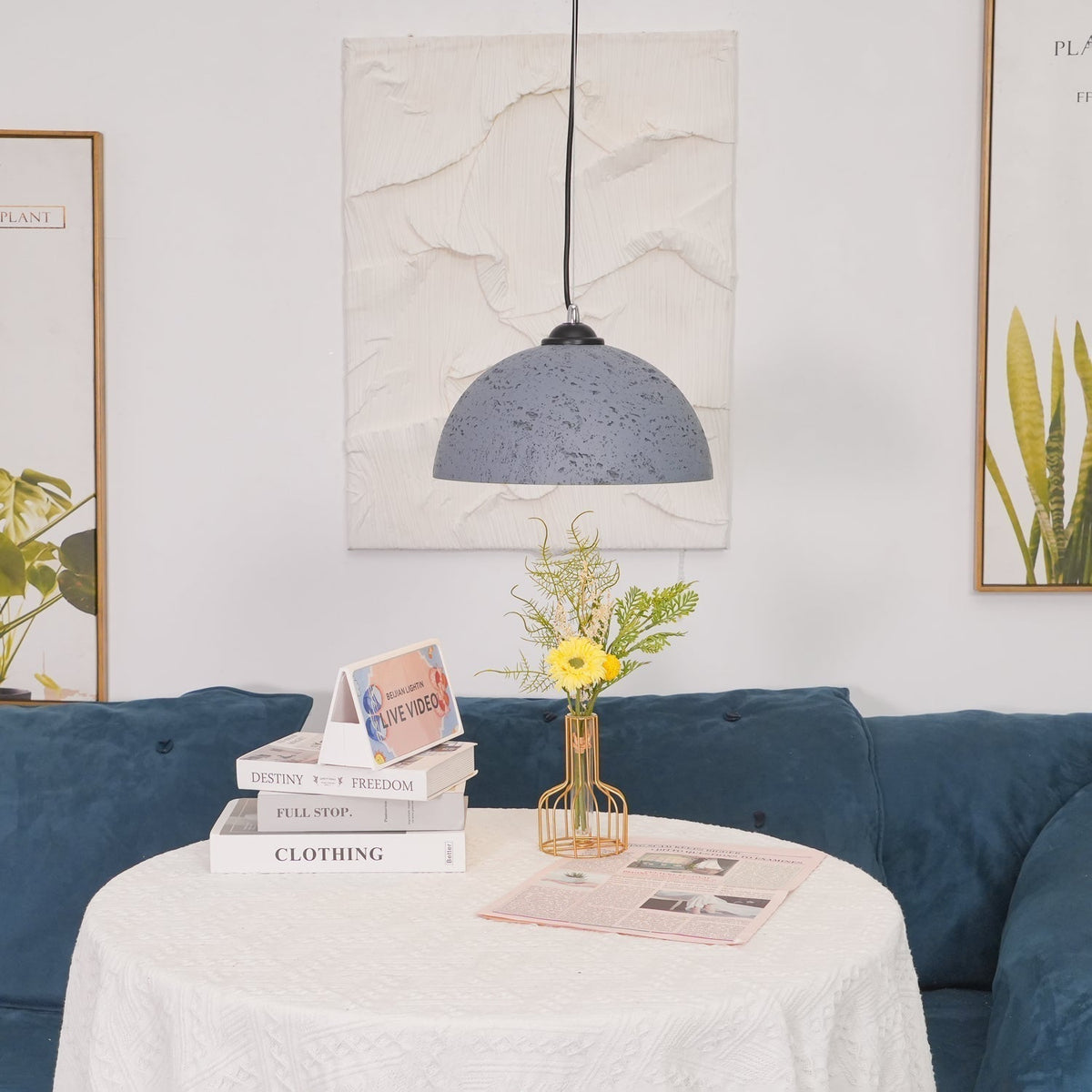 Dome Pendant Light for Kitchens and Dining with Stone Texture