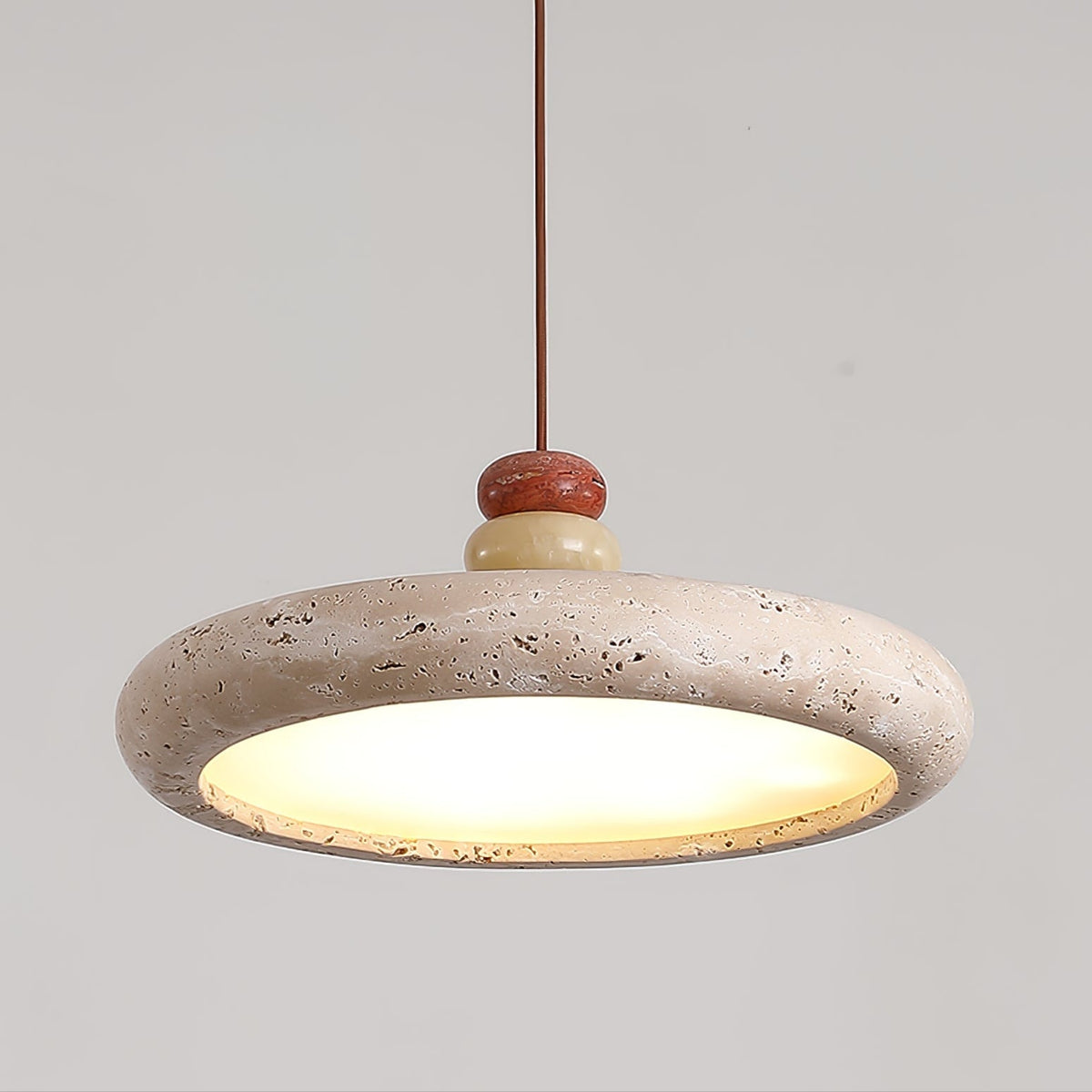 Warm Ambience Yellow Travertine Disc Pendant Light