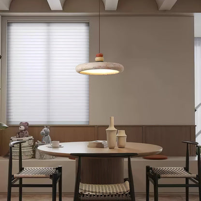 Warm Ambience Yellow Travertine Disc Pendant Light