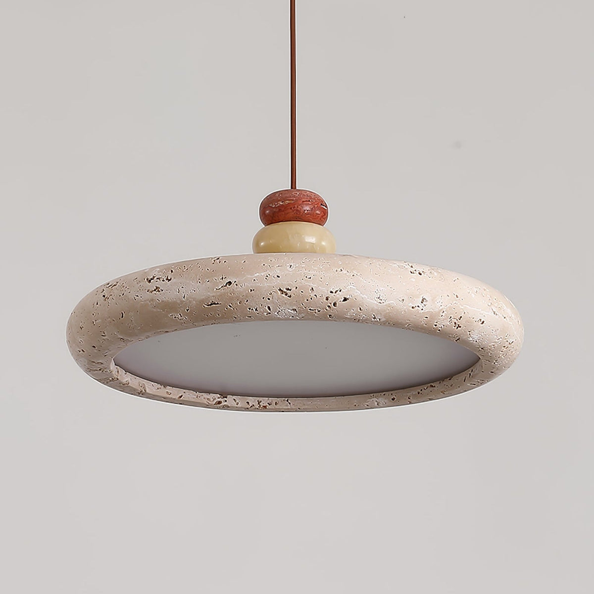 Warm Ambience Yellow Travertine Disc Pendant Light
