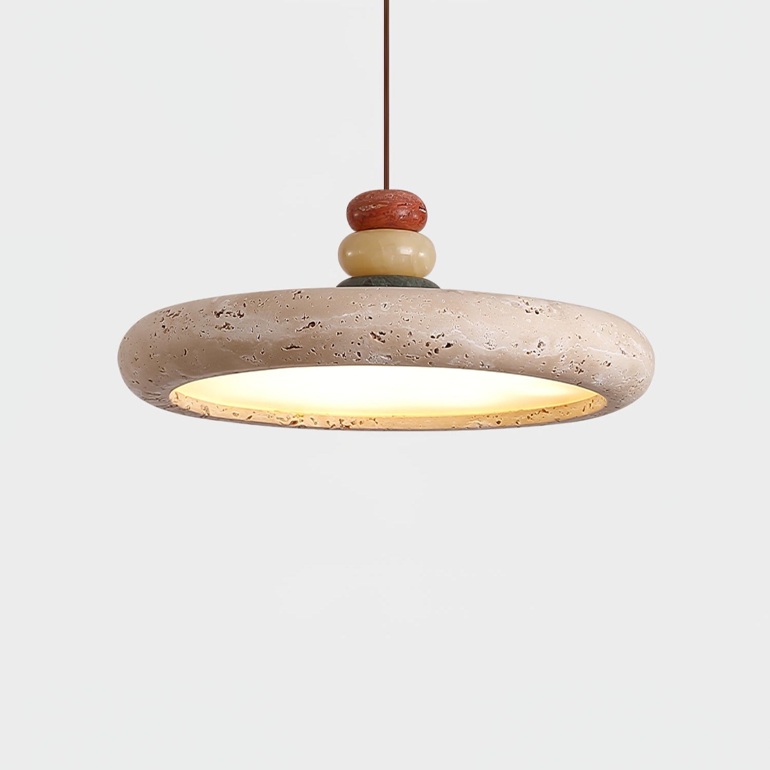 Warm Ambience Yellow Travertine Disc Pendant Light