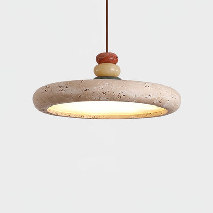 Warm Ambience Yellow Travertine Disc Pendant Light