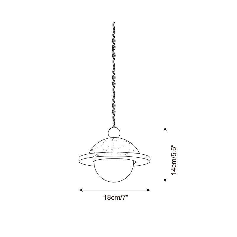 Walnut Accent Travertine Dome Donut Pendant Light