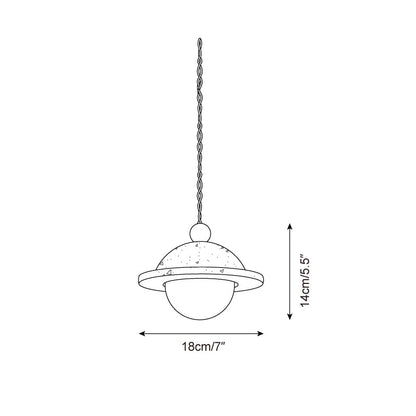 Walnut Accent Travertine Dome Donut Pendant Light