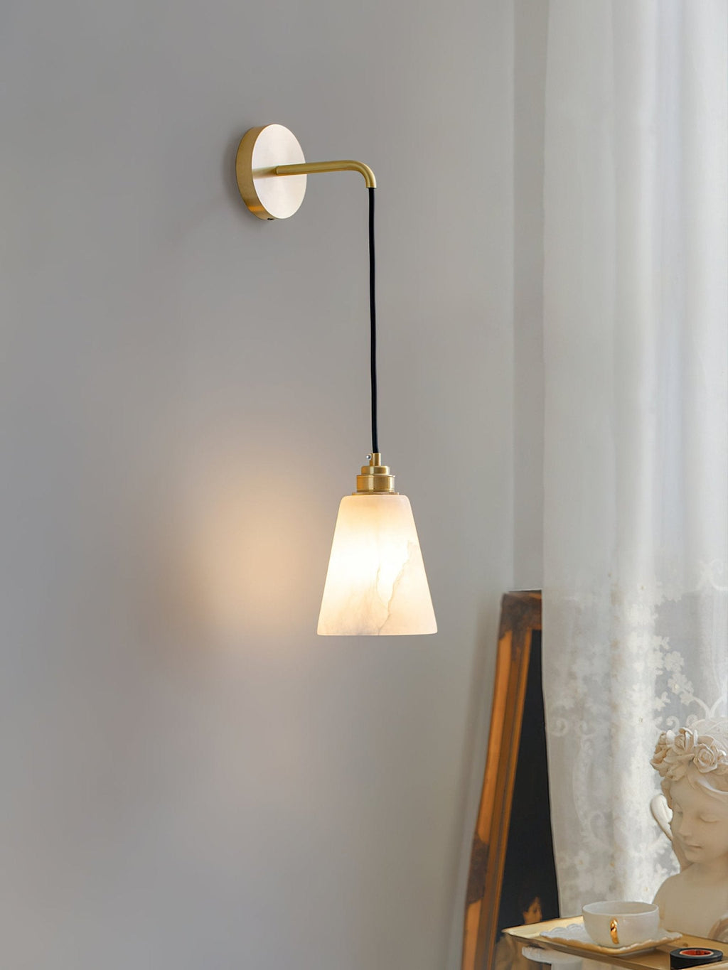 Soft Warm Glow Alabaster Wall Pendant Lamp