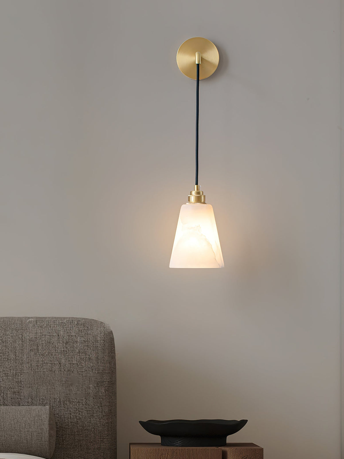 Soft Warm Glow Wall Pendant Lamp With Alabaster