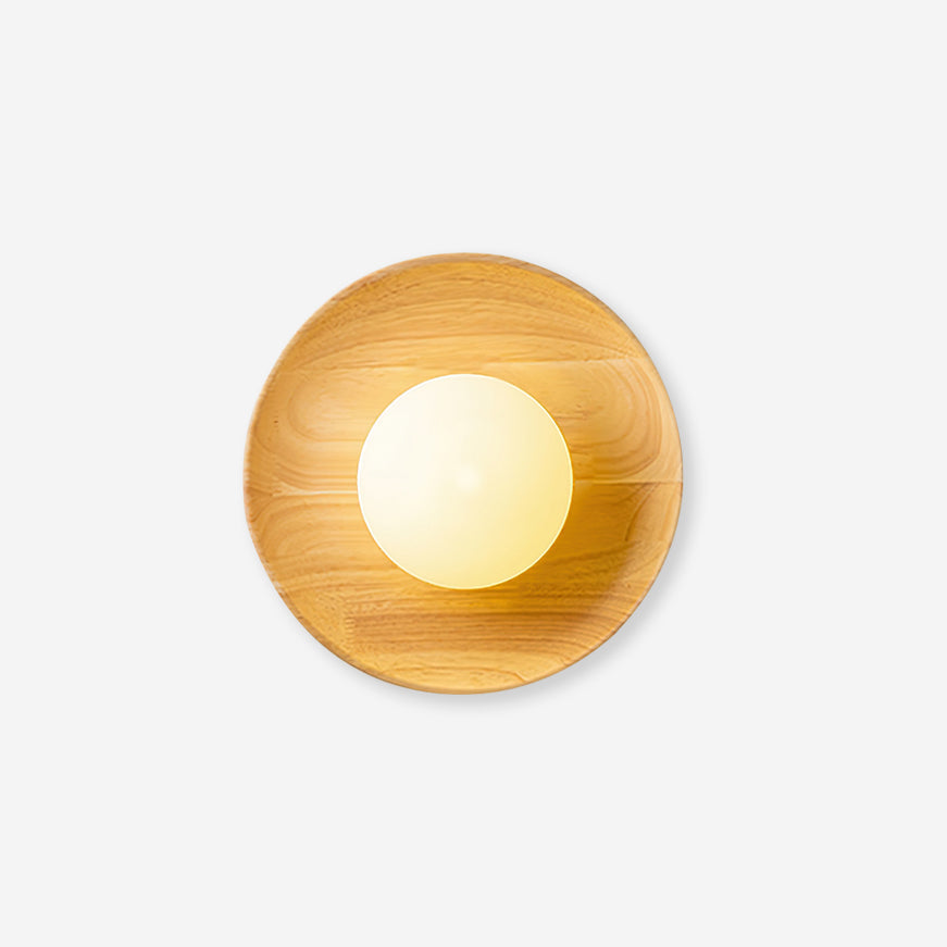 Glass Shade And Dimmable G9 Socket Walnut Wood Wall Lamp