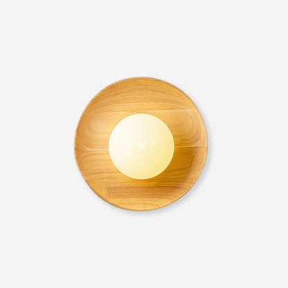 Glass Shade And Dimmable G9 Socket Walnut Wood Wall Lamp