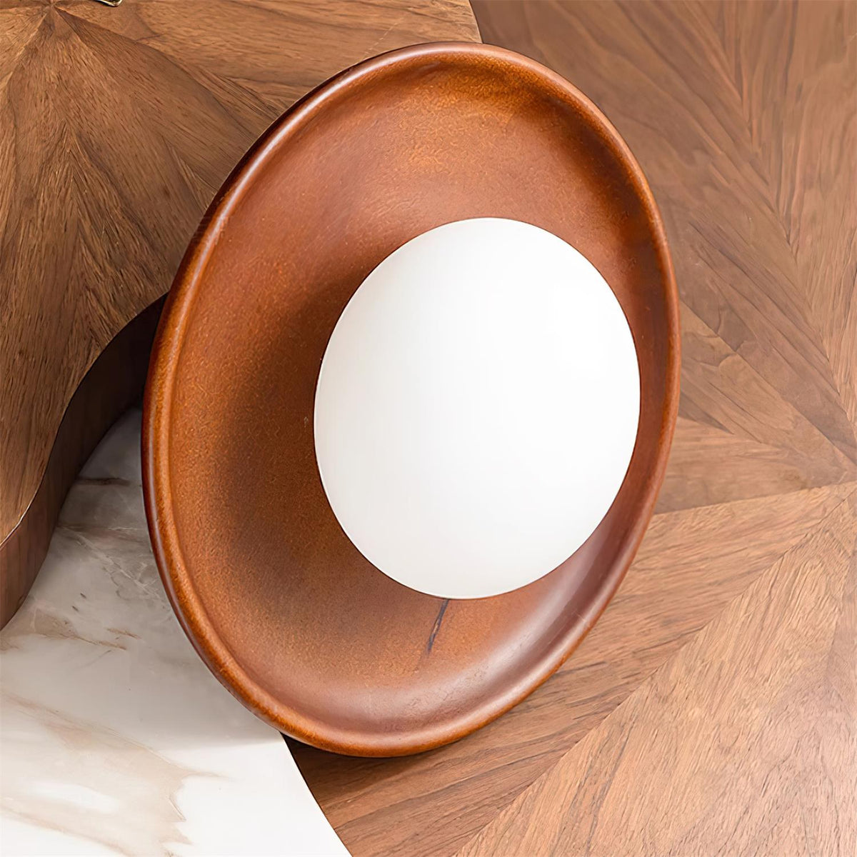 Glass Shade And Dimmable G9 Socket Walnut Wood Wall Lamp