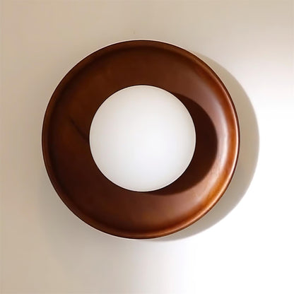 Glass Shade And Dimmable G9 Socket Walnut Wood Wall Lamp