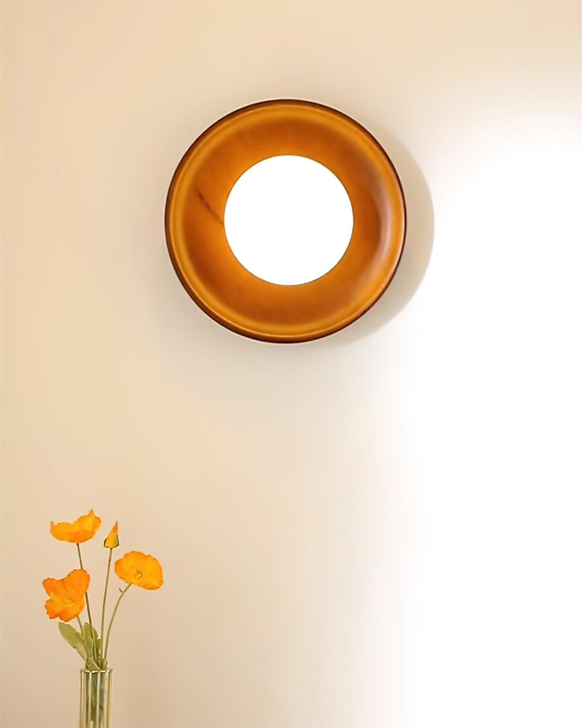Glass Shade And Dimmable G9 Socket Walnut Wood Wall Lamp