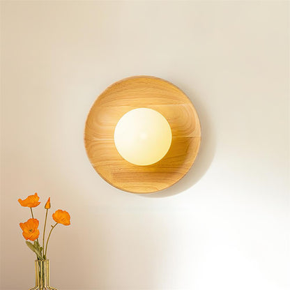 Glass Shade And Dimmable G9 Socket Walnut Wood Wall Lamp