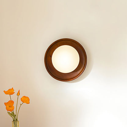 Glass Shade And Dimmable G9 Socket Walnut Wood Wall Lamp