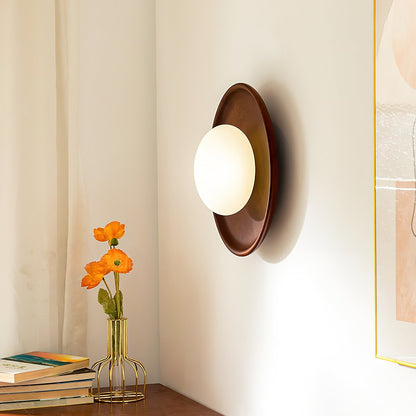 Glass Shade And Dimmable G9 Socket Walnut Wood Wall Lamp