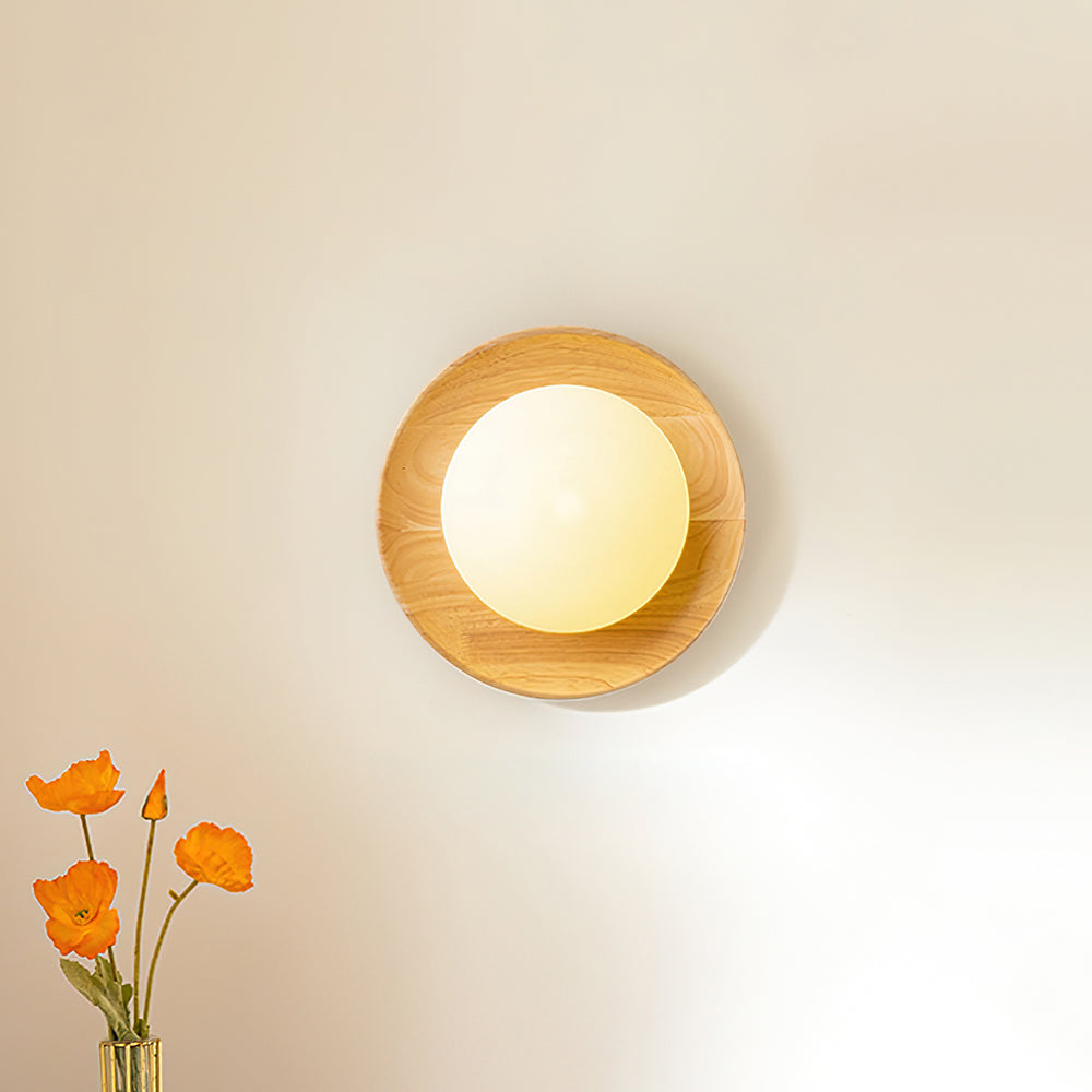 Glass Shade And Dimmable G9 Socket Walnut Wood Wall Lamp